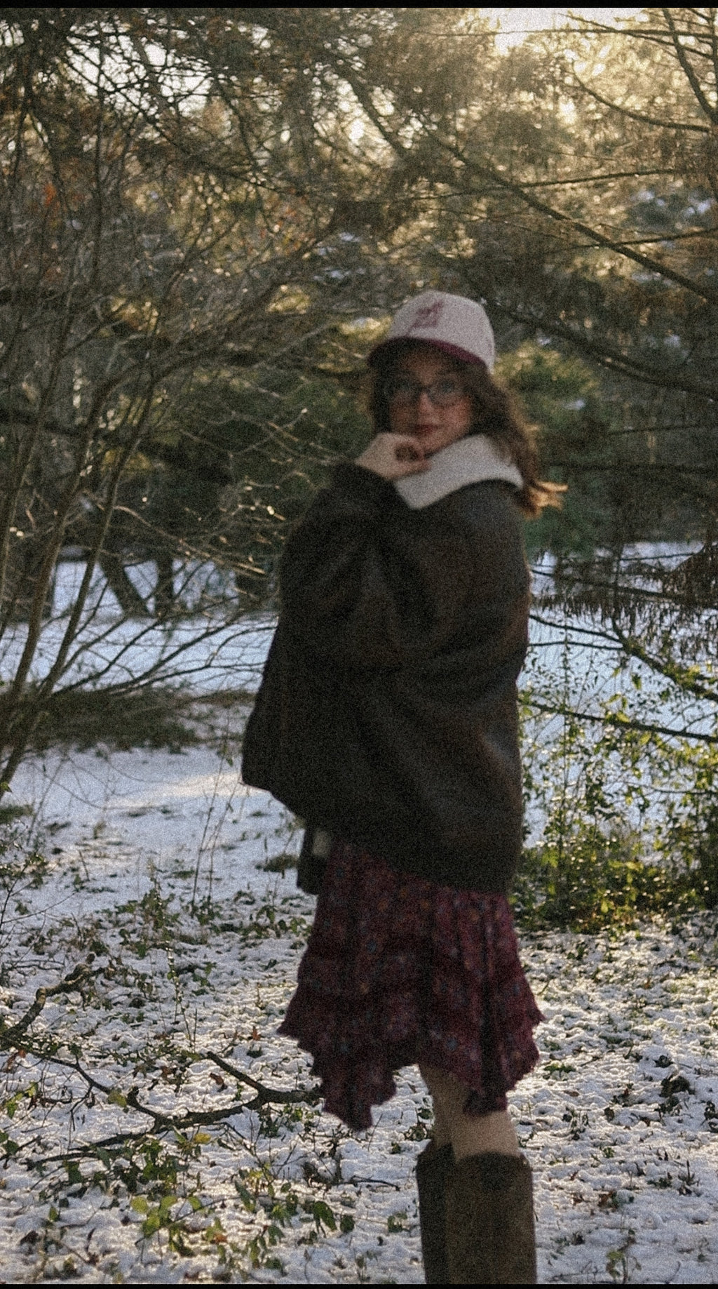 Soft Folk Holiday Trucker in Cranberry